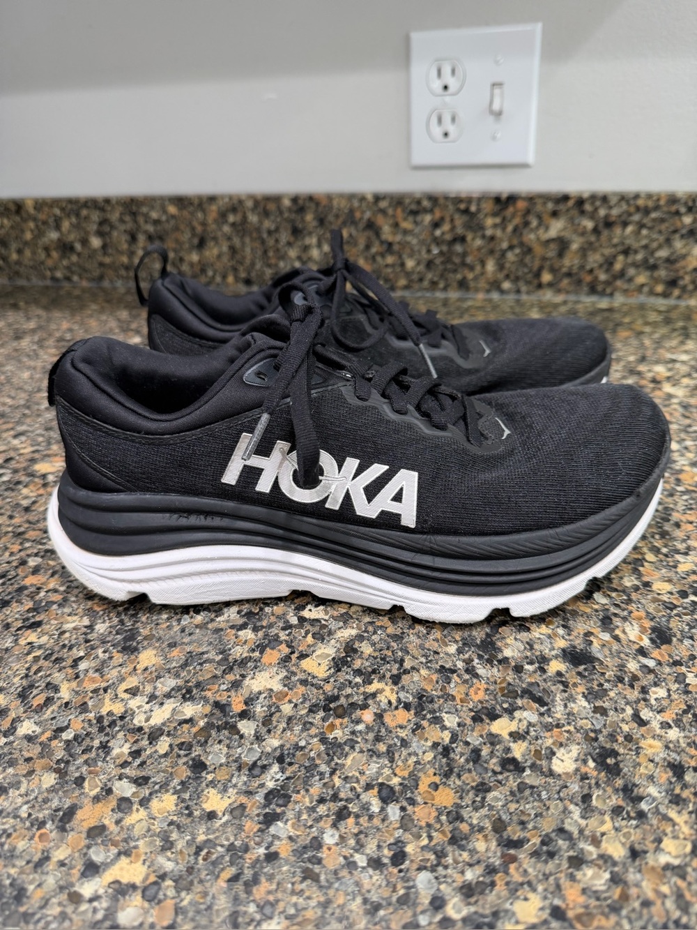Hoka Black & White Athletic Running Shoes ladies 8